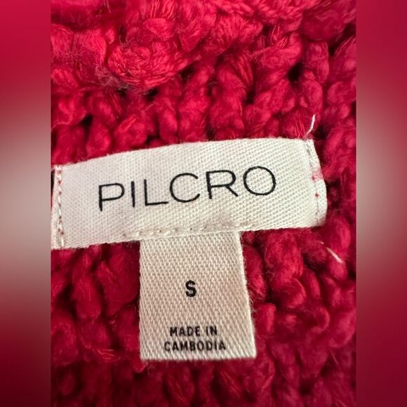 Pilcro Sailcloth Cropped Hooded Sweater Size Small Raspberry - Picture 8 of 11